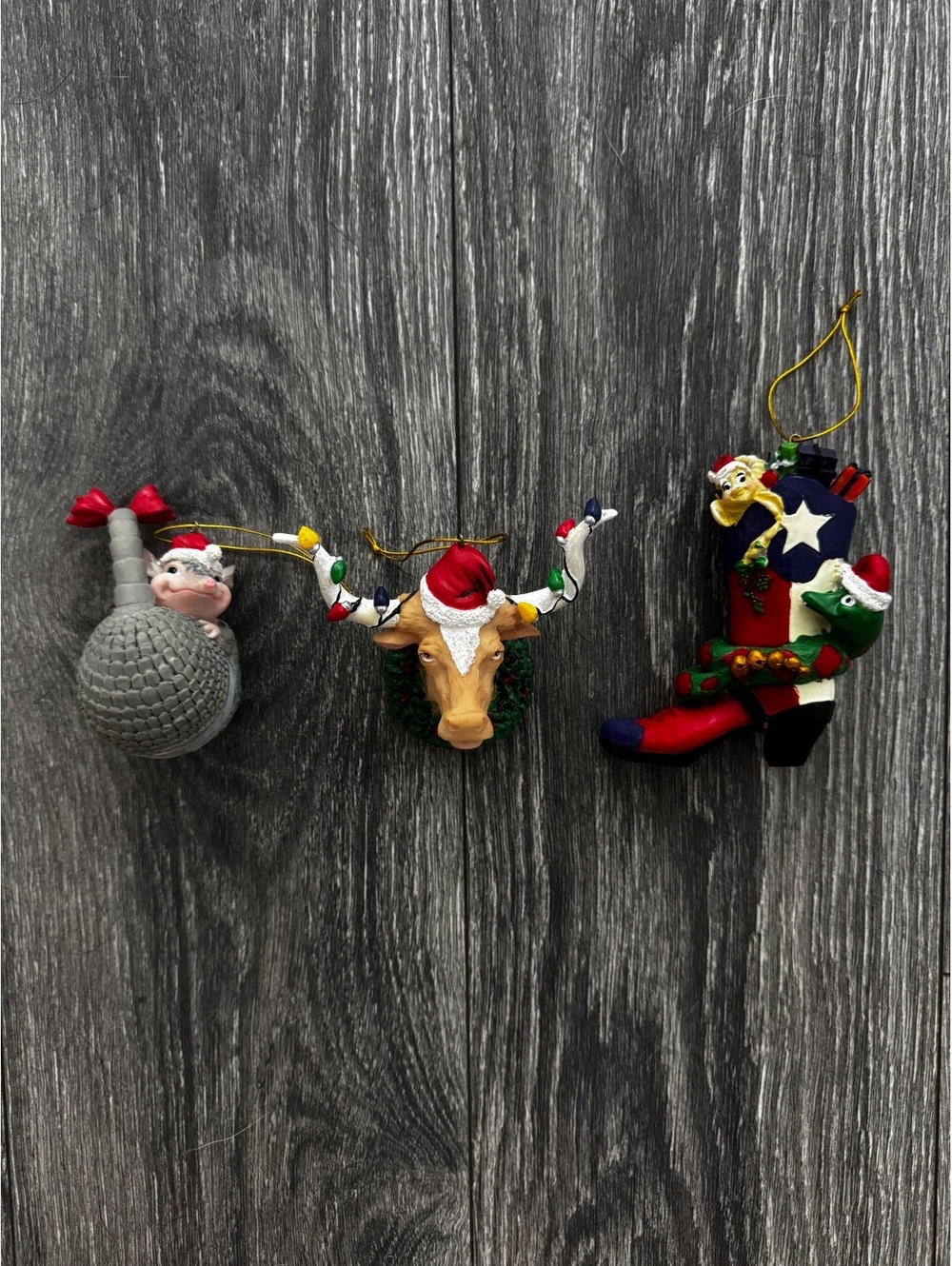 Set of 3 Texas Christmas Ornaments | NEW | Vintage